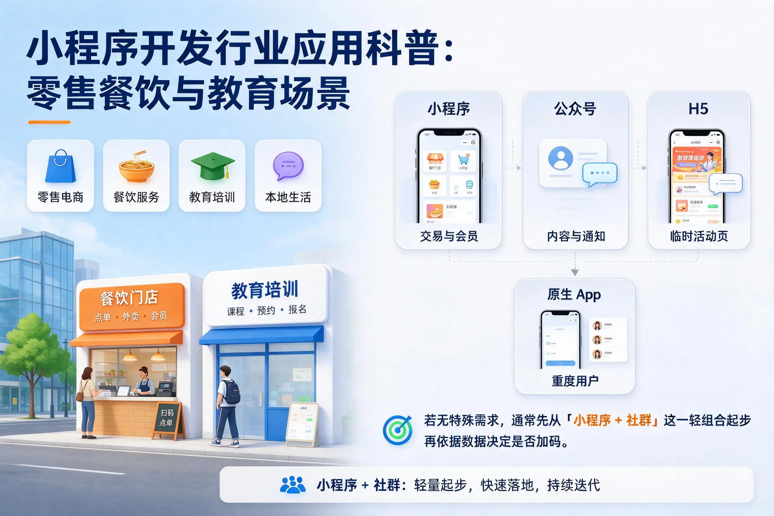 滁州小程序开发行业应用科普:零售餐饮与教育场景