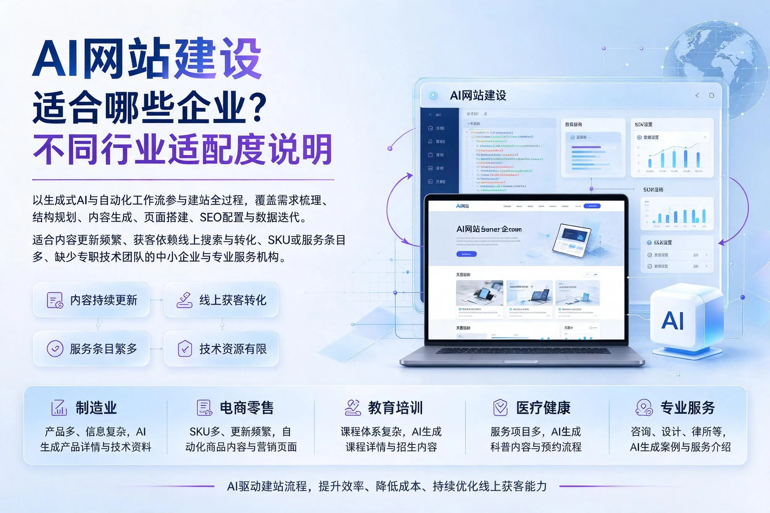 AI网站建设适合哪些企业？滁州不同行业适配度说明